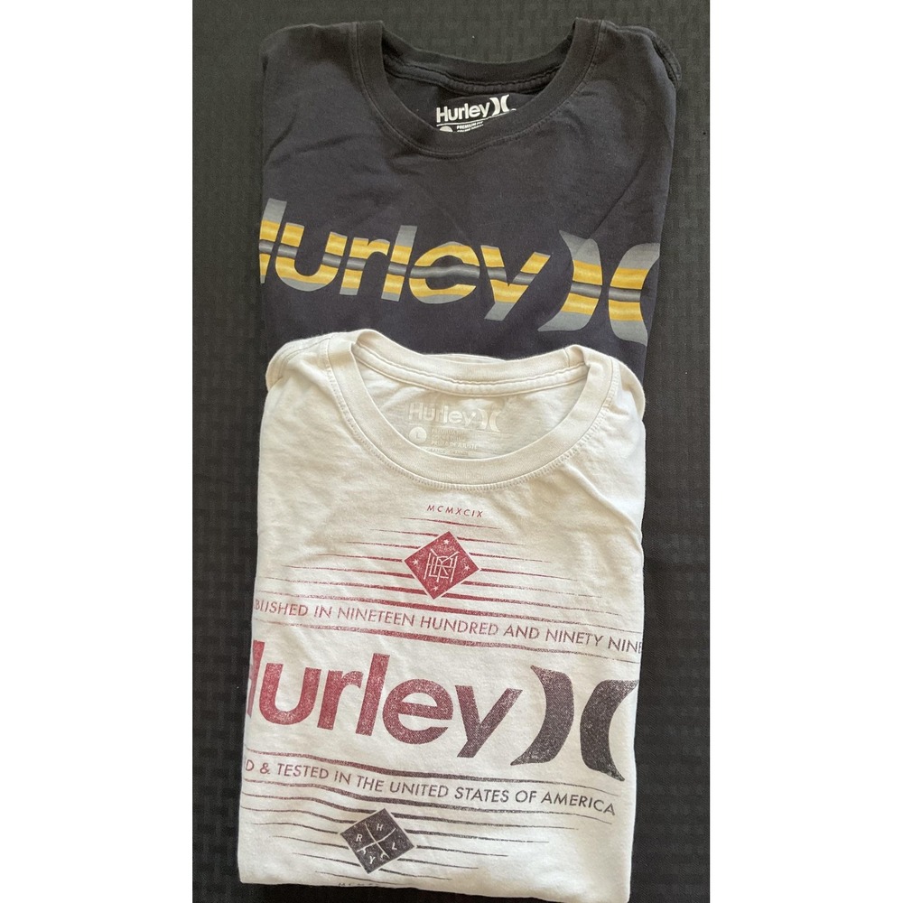 Hurley Shirt Mens Large Black White Graphic Tee Surf Skate Logo Casual Lot 2
